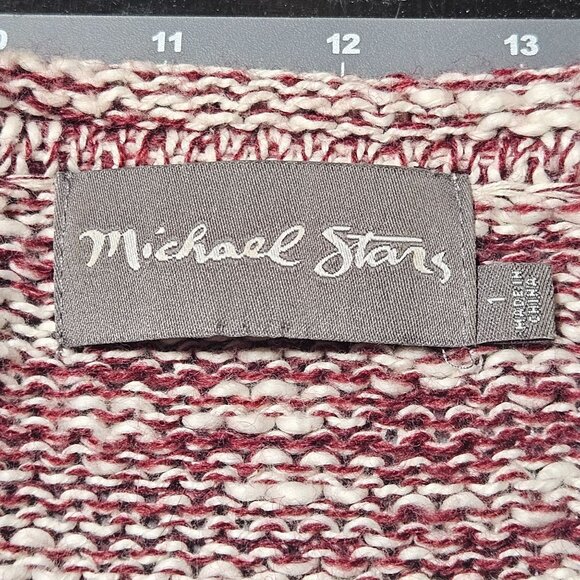 Michael Stars Burgundy Cream Knit Cardigan 1 Grunge, Coffeecore Americana Fall - Picture 4 of 14